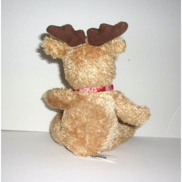 Galerie Hersheys Tan Reindeer Red Ribbon Bow Plush Animal Toy Sitting 6" - Picture 2 of 3